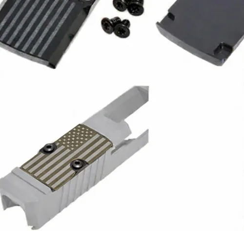 Vista 4 de GOTICAL RMR Cover Plate for Glock 17 19 26 Cut Slides, Aluminum Black Finish Placa de bandera de tierra oscura