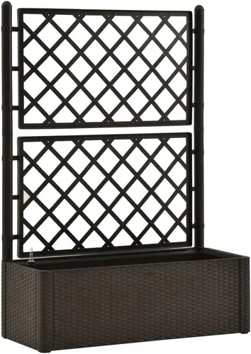 Vista 2 de Cama elevada de jardín con enrejado y sistema de riego automático, cama de jardín elevada, soporte de maceta elevado con estantes abiertos