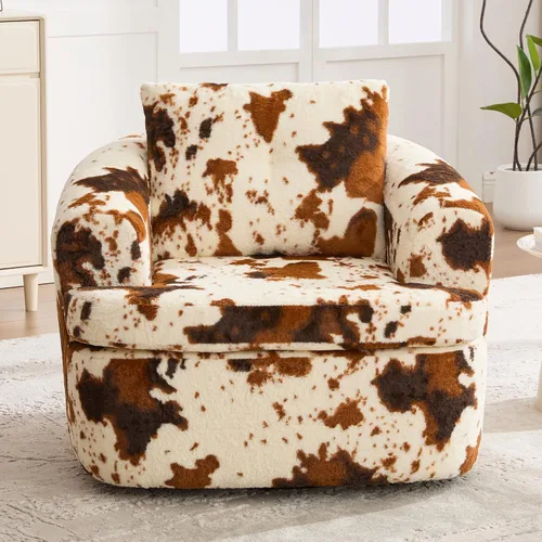 Vista 3 de JIVOIT Silla decorativa de barril giratorio de 360°, sillón redondo giratorio de 36.6 pulgadas con diseño de cojín de doble capa, sofá individual