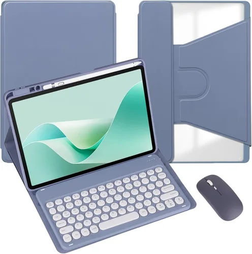 Vista 36 de Funda para tableta Samsung Galaxy Tab A8 de 10.5 pulgadas, teclado redondo inalámbrico desmontable Bluetooth, cubierta trasera transparente