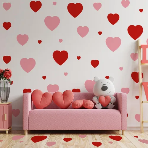 Vista 10 de Calcomanías de pared para el día de San Valentín, diseño de corazón rojo y huella, recuerdo de fiesta para ventana, pared, suelo, boda, aniversario