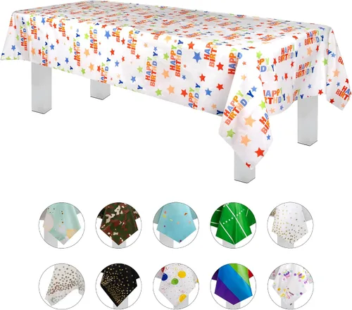 Vista 44 de Grandipity Mantel de plástico desechable de calidad prémium para fiestas con temática de globos de cumpleaños, 1 paquete, 54 x 108 pulgadas, mantel