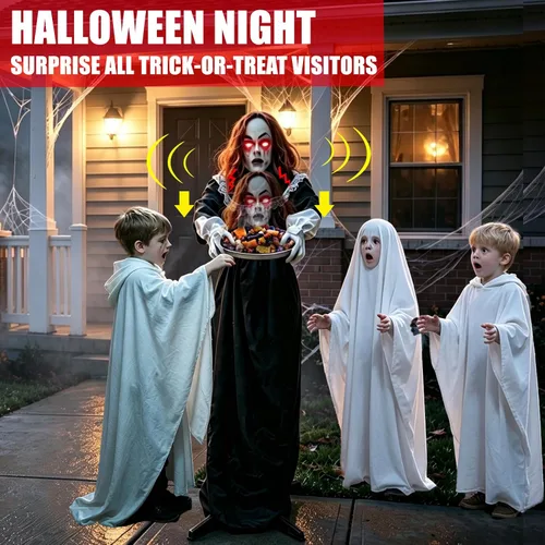 Vista 11 de 5.3 Ft Scary Halloween Animatronics Decorations Outdoor Life Size Maid
