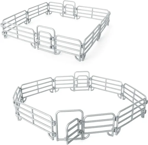 Vista 7 de Volnau Juego de 12 piezas de plástico de madera para valla de corral, accesorios para paneles de caballos, figuras de granja, figuras de animales