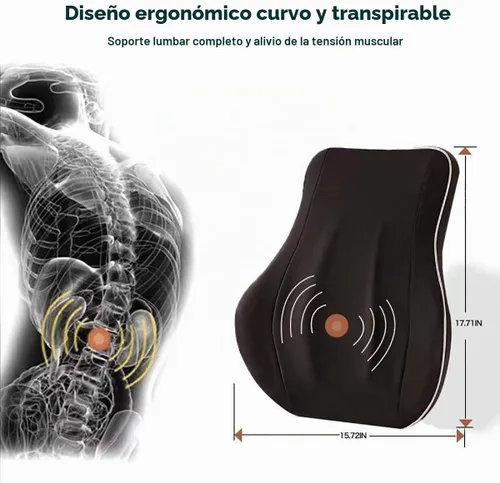 Vista 5 de Almohada de apoyo lumbar/cojín de respaldo, respaldo ortopédico de espuma viscoelástica con malla 3D transpirable para asiento de coche, silla