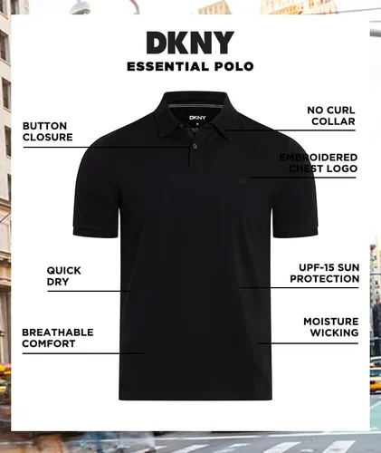 Vista 2 de DKNY Polo para hombre - Polos de manga corta para hombre Polos de algodón para hombre