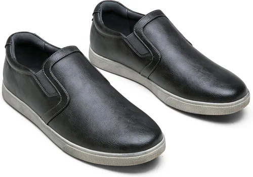 Vista 4 de Jousen Zapatos sin cordones para hombre, estilo retro, ligeros, casuales, sin cordones para hombre