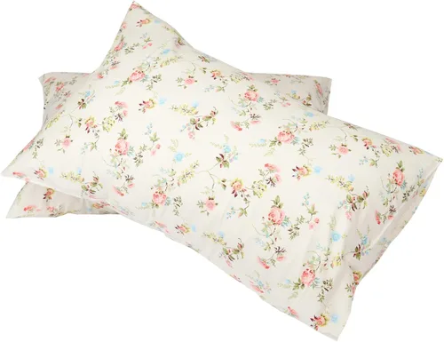 Vista 3 de Fundas de almohada para cama Queen, 100% algodón, diseño floral, transpirable, con cierre de sobre, 20 x 30 pulgadas