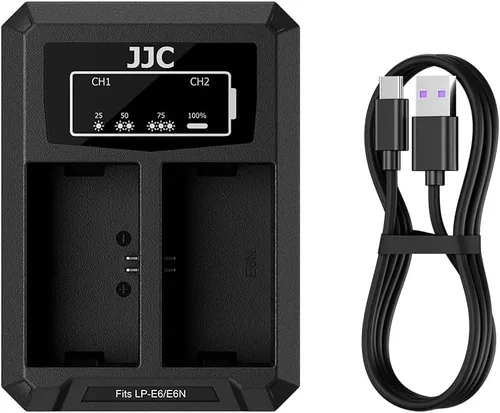 Vista 10 de JJC BLX-1 Cargador de batería USB de doble ranura para cámaras Olympus OM-1 Mark II OM1 OM-3 OM3, cable de carga USB a USBC, con protección contra