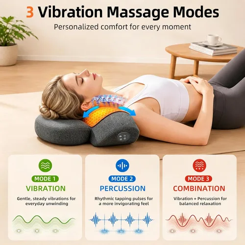 Vista 4 de Almohada masajeadora de cuello inalámbrica 3 en 1 con calor, vibración