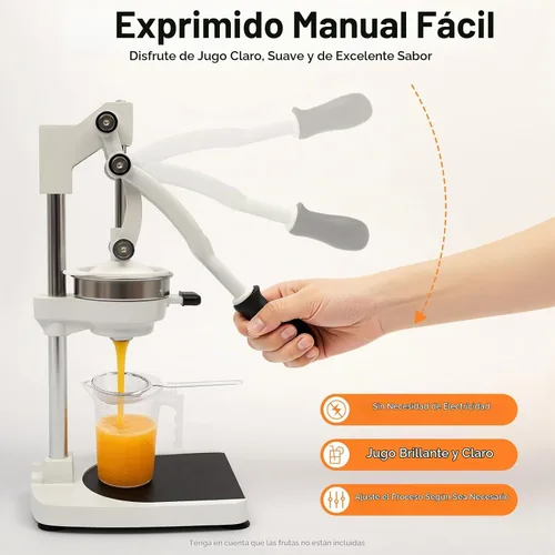Vista 4 de Exprimidor Manual y Prensa de Mano Resistente, Exprimidor de Cítricos de Hierro Fundido con Base Estable, Prensa Manual de Grado Comercial