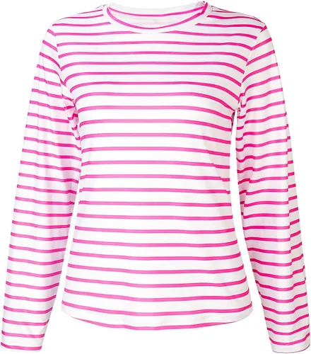 Vista 2 de Nahzsai Disfraz de marinero de Margot Robbie para cosplay, camisa a rayas rosas y blancas con sombrero de marinero rosa para hombres y mujeres