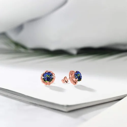 Vista 173 de Gem Stone King Aretes de plata de ley 925 de 0.236 in con piedra natal redonda para mujer