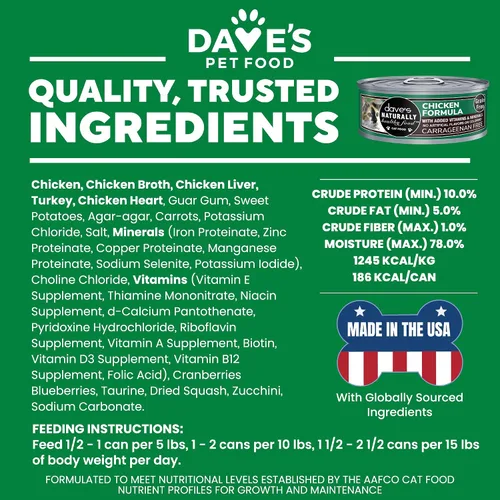 Vista 7 de Dave's Pet Food Alimento húmedo para gatos sin granos (fórmula de pollo), hecho en Estados Unidos, naturalmente saludable, alimentos enlatados