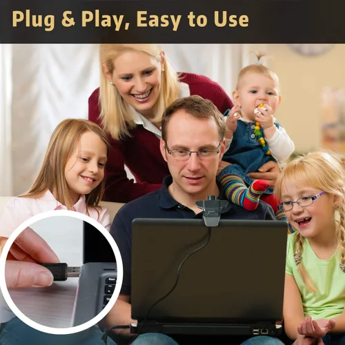 Vista 6 de Septekon Cámara web HD 1080P con micrófono, cámara web de computadora de transmisión para portátil/escritorio/Mac/TV, cámara USB para videollamadas