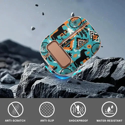 Vista 6 de Soft Plastic Protective Cover Compatible with Airpods Pro 2 Wireless Charging Case Dream Catcher Western Southwest Aztec Horse Art, Accessories for