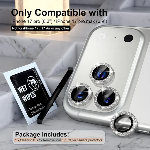 Vista 176 de Choiche Compatible para iPhone 16 Pro/iPhone 16 Pro Max Protector de Lente de Cámara, Vidrio Templado 9H Protector de Pantalla de Cubierta de Cámara
