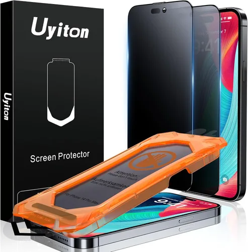Vista 24 de Uyiton Protector de pantalla de privacidad para iPhone 16 Pro Max, [fácil de instalar] [cero burbujas] de cobertura completa inastillable