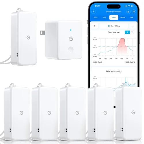 Vista 7 de GoveeLife Termómetro Higrómetro Bluetooth H5110 de 262 pies, Mini Sensor de Temperatura y Humedad con Notificaciones de Aplicación, Exportación