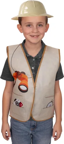 Vista 2 de Tigerdoe Cascos Pith – 8 chalecos de safari y 8 sombreros para niños – Suministros de fiesta de selva – Recuerdos de fiesta de safari – Disfraces