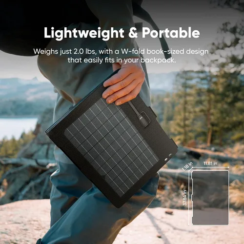 Vista 7 de Jackery SolarSaga 40W Air - Panel solar, 23% de eficiencia de conversión, paneles bifaciales PERC de tamaño libro, impermeable IP65, cargador solar