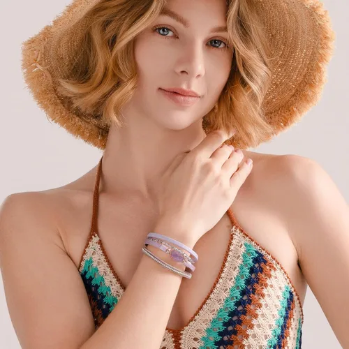Vista 242 de FANCY SHINY - Pulsera de cuero estilo bohemio, pulsera de cuentas de cristal con cierre magnético, regalos de joyería para mujer