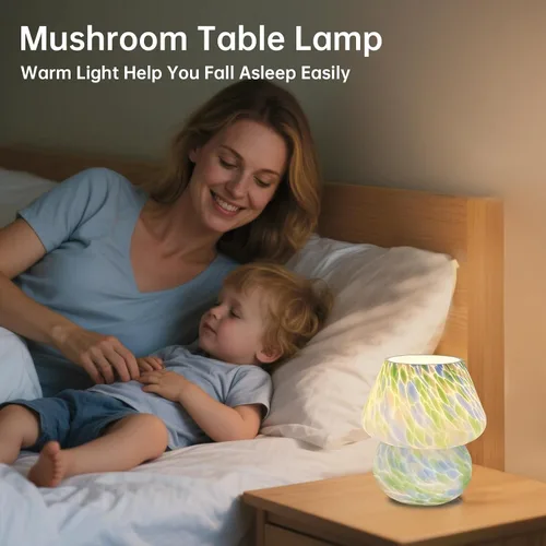 Vista 3 de Dawnwake Lámpara de Mesa con Forma de Hongo para Dormitorio, Pequeñas Lámparas de Escritorio de Mesita de Noche para Sala de Estar, Decoración