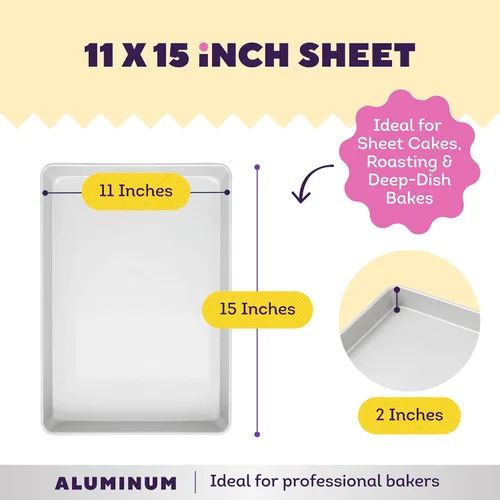 Vista 3 de Wilton Bandeja de aluminio para tartas, hecha sin PFAS, 11 x 15 pulgadas.