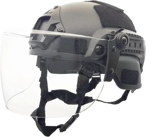 Vista 7 de Casco táctico ACH Airsoft con visera transparente de cara completa, protector protector MICH 2000 modo para paintball al aire libre CS Wargame Negro