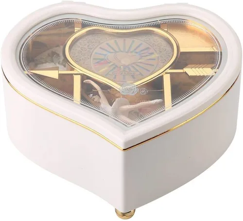 Vista 8 de Caja de música de bailarina, caja de música de bailarina giratoria mecánica, caja de música en forma de corazón para niñas, niños, regalo