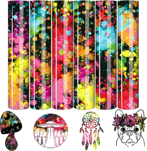Vista 15 de Tintnut Splash Rollo de vinilo de transferencia de calor, 12 pulgadas x 5 pies, tinta de acuarela multicolor con estampado de tinta HTV
