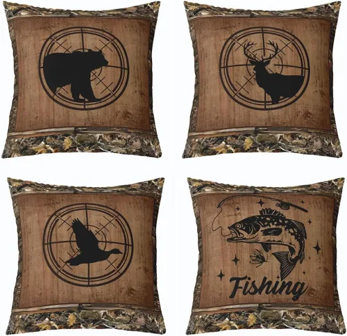 Vista 15 de Feelyou Fundas de Almohada Decorativas de León 16"x16" Juego de 4 Funda de Cojín Suave de Tigre Decoración de Lobo Funda de Almohada de Leopardo