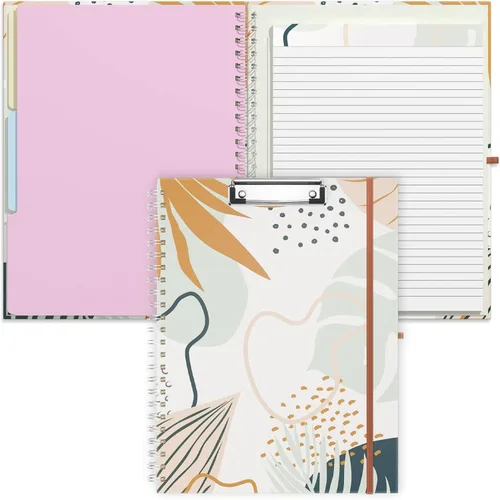 Vista 16 de Rimilak Spiral Clipboard Folio with Refillable Lined Notepad, 14.5 x 9.8 In, Hardcover Cover with 5 Interior Pockets, Elastic Band and Pen Loop