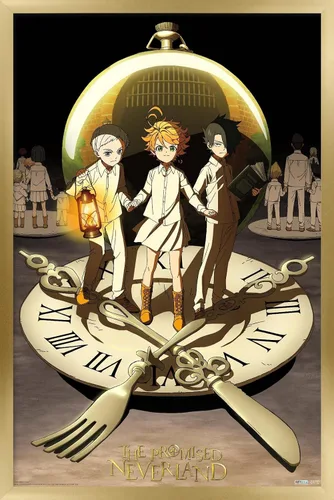 Vista 17 de Trends International The Promised Neverland - Póster de pared de grupo, 14.725 x 22.375 pulgadas, versión enmarcada de madera de granero Versión