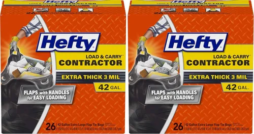 Vista 7 de Hefty Load & Carry - Bolsas de basura grandes para contratistas resistentes, 42 galones, 26