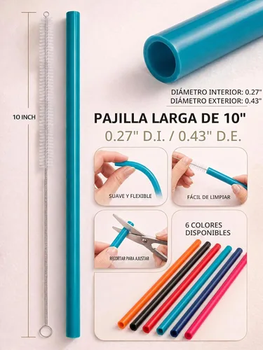 Vista 2 de 12 popotes de silicona ecológicos con 2 cepillos de limpieza, popotes de silicona reutilizables, para vasos de 30 onzas y 20 onzas, Yeti, Ozark