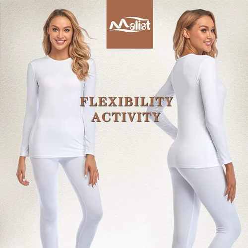 Vista 3 de Malist Ropa interior térmica para mujer, ultra suave, con forro polar