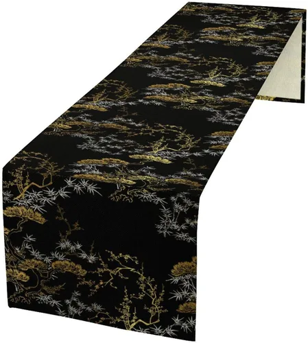Vista 45 de Camino de mesa de dragón chino, Asia mitológico abstracto, camino de mesa para cocina, comedor, boda, fiesta, vacaciones, 13 x 36 pulgadas