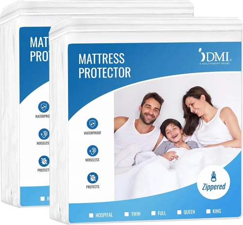 Vista 10 de DMI Protector de colchón impermeable individual – Ajustado, funda de colchón silenciosa, suave y transpirable, 39 x 75 x 8 pulgadas, color blanco