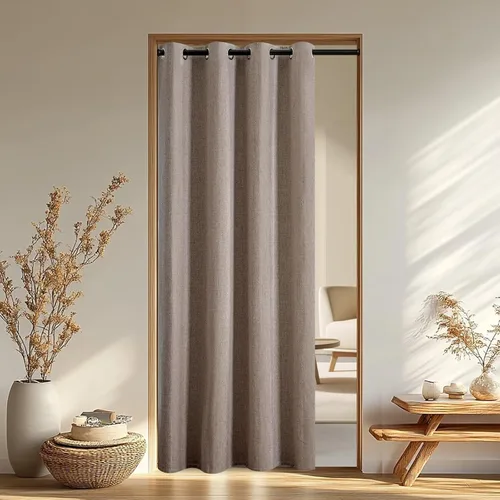 Vista 25 de IGEMAEVE Cortinas opacas para dormitorio con ojales, beige, 52 pulgadas
