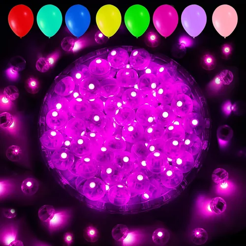 Vista 34 de Aogist - 50 mini luces de 10 colores, luz LED impermeable de largo tiempo de espera, funciona con pilas, lámpara de bola para globo, farol de papel