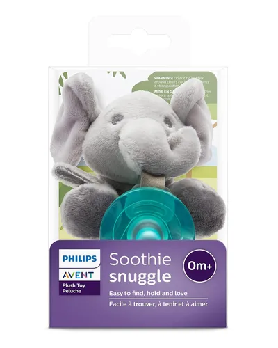 Vista 10 de Philips AVENT Soothie Snuggle Portachupetes con Chupete Desmontable, 0m+, Elefante, SCF347/03- 1 Unidad (Paquete de 1)