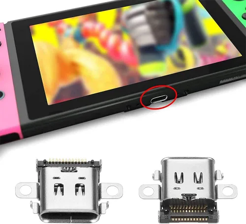 Vista 2 de 2 unidades de repuesto de 12 pines tipo C de sincronización de carga de alimentación, puerto USB C para Nintendo Switch