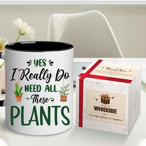Vista 3 de WHIDOBE Regalo para jardineros – Taza de plantas para amantes de las plantas – Regalos de jardinería para mujeres y hombres – Yes I Really Do Need