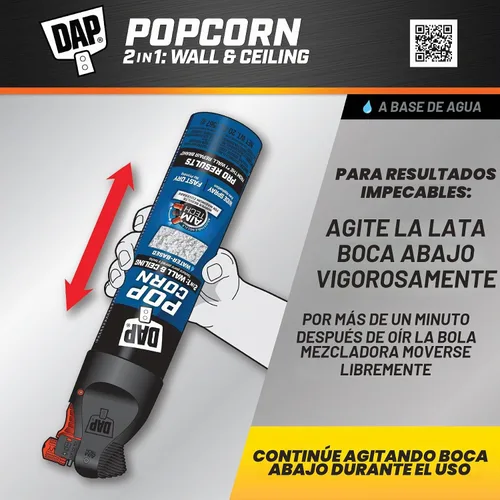 Vista 3 de DAP Spray Texture Palomitas de maíz a base de agua 2n1 para pared y techo con boquilla Aim Tech, blanco, 20 onzas (7079850025)
