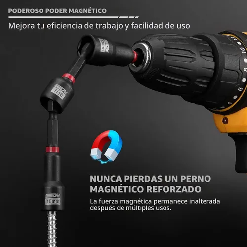 Vista 6 de Juego de 80 piezas de llaves de tuerca de impacto magnético premium métricas y SAE con adaptadores de dado, portapuntas, llave de tuerca