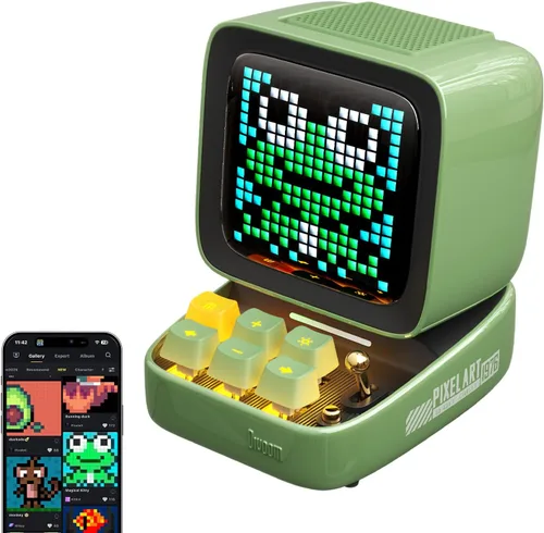 Vista 15 de Divoom Ditoo - Altavoz Bluetooth retro de arte pixelado con pantalla frontal de 16X16 LED controlada por aplicación (color negro)