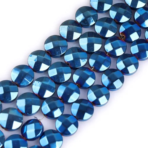 Vista 7 de Cuentas de hematita para hacer joyas, piedras preciosas semipreciosas de 0.394 x 0.551 in, color azul con revestimiento metálico, 15 pulgadas JOE
