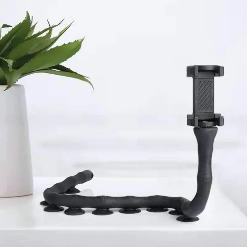 Vista 3 de Soporte de silicona flexible con ventosa para teléfono móvil de 3 a 6 pulgadas, color negro 2019.