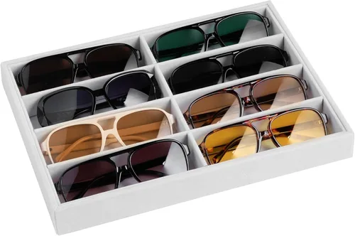 Vista 9 de Frebeauty 8-Slot Sunglass Organizer,Velvet Sunglass Holder for Drawer Beige